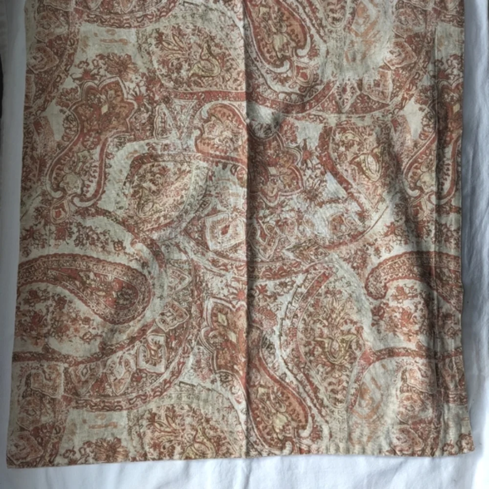 Pottery Barn Paisley Linen Blend Brown Cream Euro Pillow Covers - 3